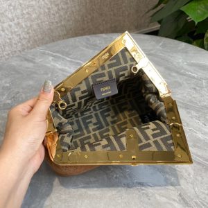 FendiI FIRST MINI 26 BAG IN CIDER BROWN WOOL WITH GOLD HARDWARE