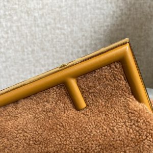 FendiI FIRST MINI 26 BAG IN CIDER BROWN WOOL WITH GOLD HARDWARE
