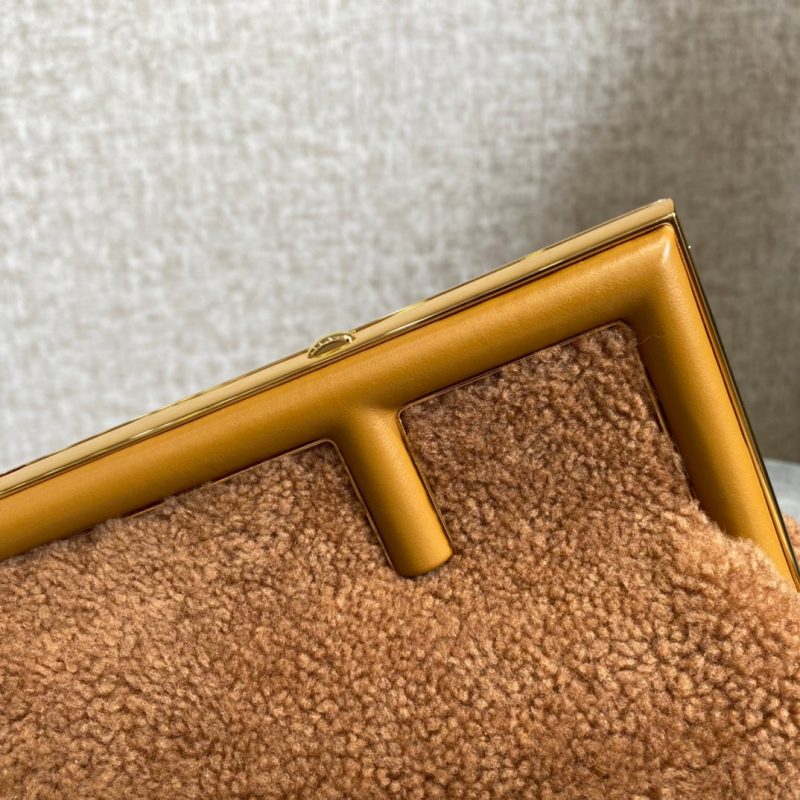 FendiI FIRST MINI 26 BAG IN CIDER BROWN WOOL WITH GOLD HARDWARE