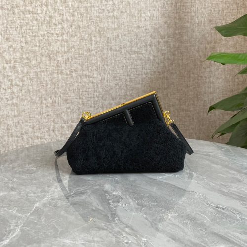 20220924_i1663998616_7810_1_jpg FendiI FIRST MINI 26 BAG IN BLACK WOOL WITH GOLD HARDWARE