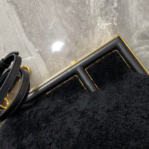 FendiI FIRST MINI 26 BAG IN BLACK WOOL WITH GOLD HARDWARE