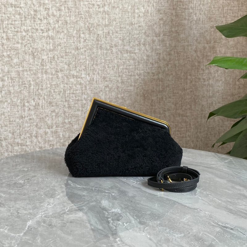 FendiI FIRST MINI 26 BAG IN BLACK WOOL WITH GOLD HARDWARE