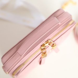 CARO BOX BAG 19 IN LIGHT PINK CALFSKIN