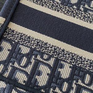 cd mini book tote 23cm blue beige embroidery canvas