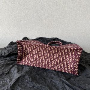 Large CD Book Tote 42cm Burgundy Retro Style D Letter Embroidery