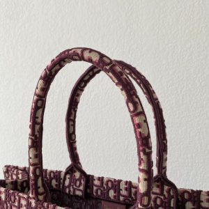 Large CD Book Tote 42cm Burgundy Retro Style D Letter Embroidery