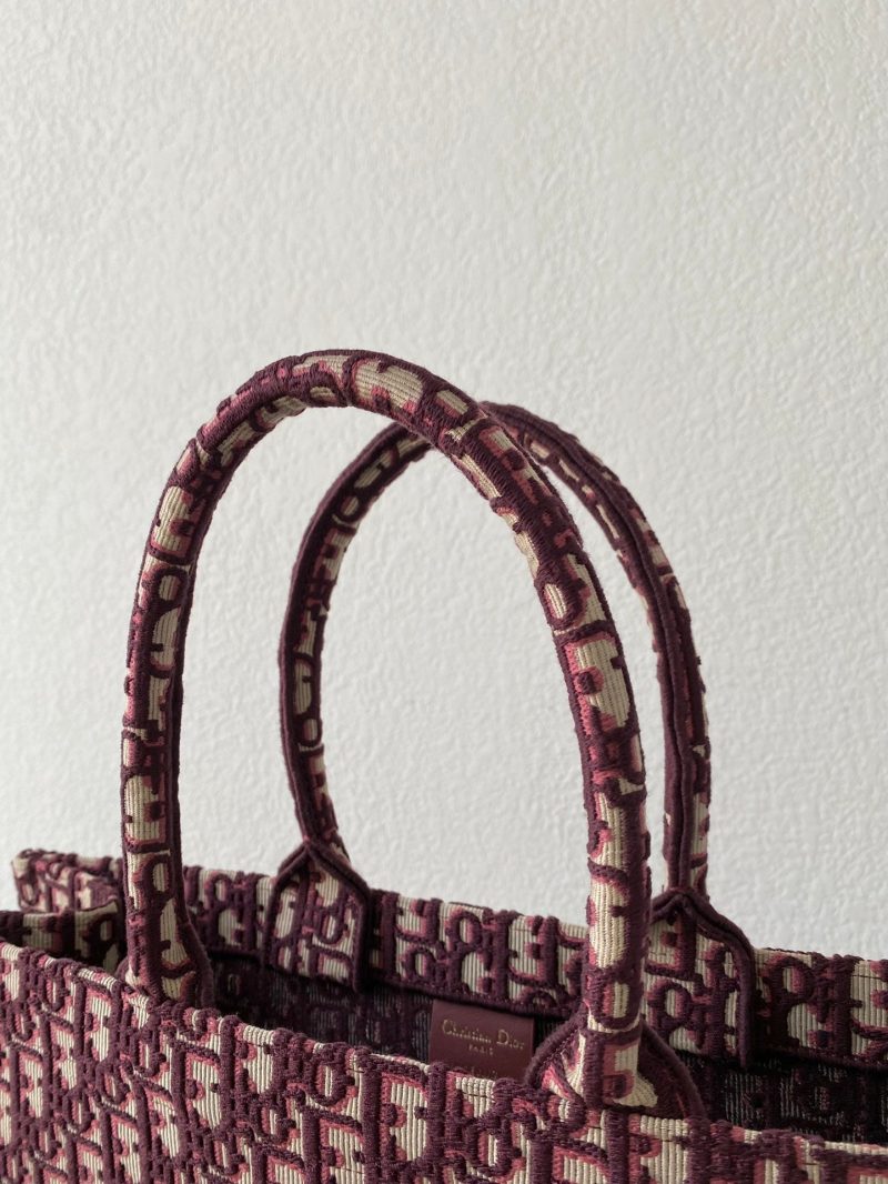 Large CD Book Tote 42cm Burgundy Retro Style D Letter Embroidery