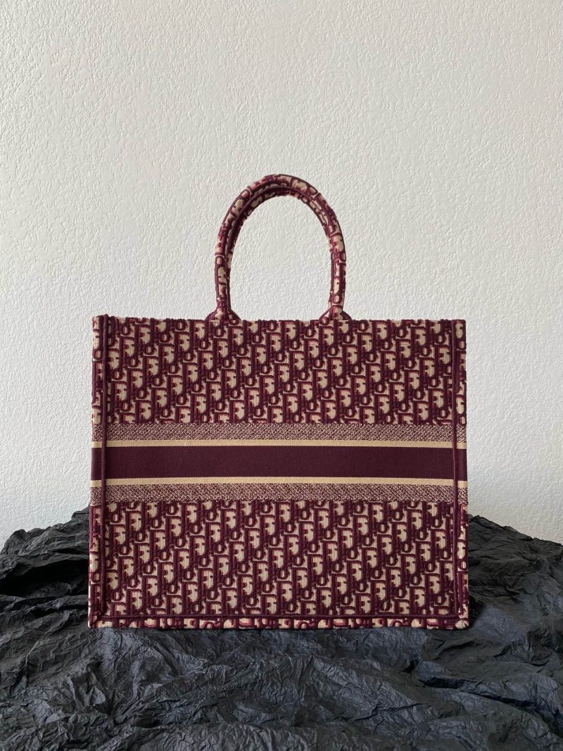 Large CD Book Tote 42cm Burgundy Retro Style D Letter Embroidery