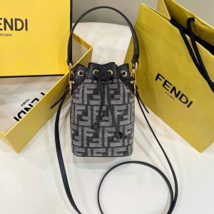 20221023_i1666508262_4149_0_jpg MON TRESOR MINI 18 BAG IN BLACK MIX GREY FF FABRIC WITH GOLD HARDWARE