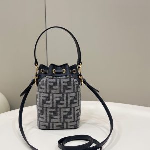 20221023_i1666508262_6093_1_jpg MON TRESOR MINI 18 BAG IN BLACK MIX GREY FF FABRIC WITH GOLD HARDWARE