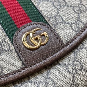 GG OPHIDIA SMALL 23 BAG IN BEIGE AND EBONY SUPREME CANVAS