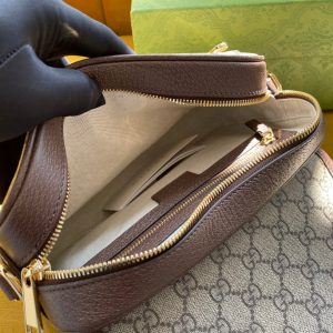 GG OPHIDIA SMALL 23 BAG IN BEIGE AND EBONY SUPREME CANVAS