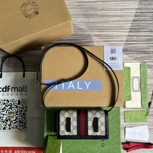 MINI 19 OPHIDIA BAG IN BLACK CALFSKIN AND BEIGE CANVAS