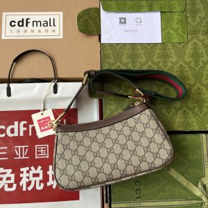Gucci Ophidia Bag Brown Beige Leather Canvas 239804
