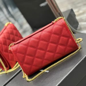 BECKY 22.5 QUILTED RED LAMBSKIN GOLD HARDWARE