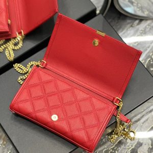 BECKY 22.5 QUILTED RED LAMBSKIN GOLD HARDWARE