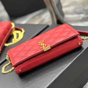 BECKY 22.5 QUILTED RED LAMBSKIN GOLD HARDWARE