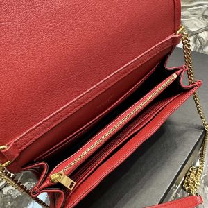 BECKY 22.5 QUILTED RED LAMBSKIN GOLD HARDWARE