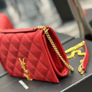 BECKY 22.5 QUILTED RED LAMBSKIN GOLD HARDWARE