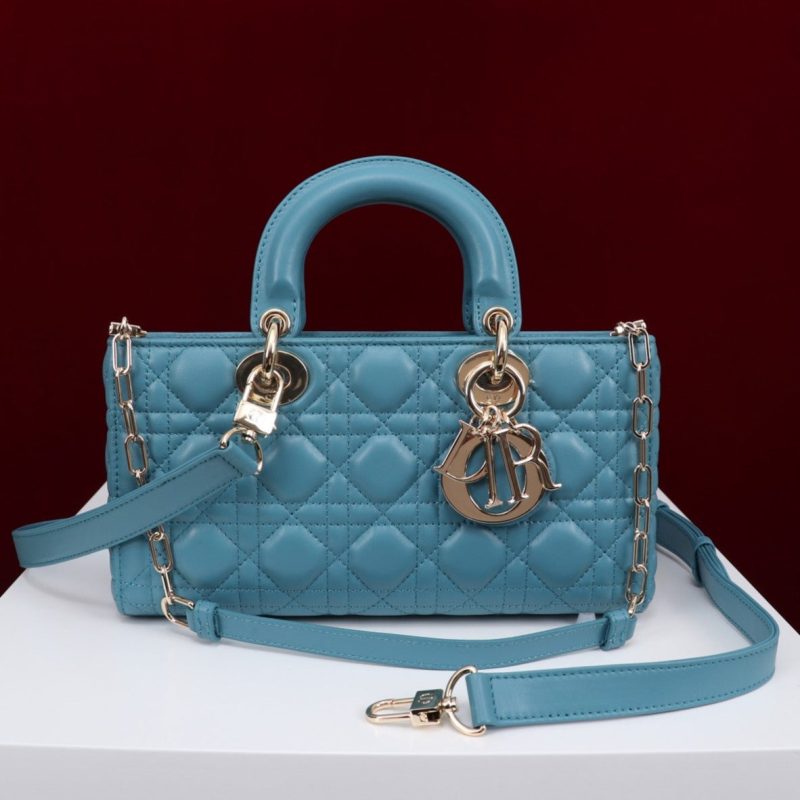 medium lady d-joy 26 cerulean lambskin