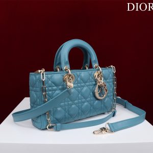 medium lady d-joy 26 cerulean lambskin
