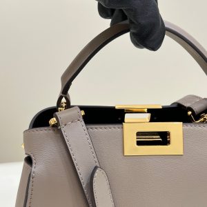 FendiI PEEKABOO 27 IN CAMEL BROWN CALFSKIN WITH GOLD HARDWARE