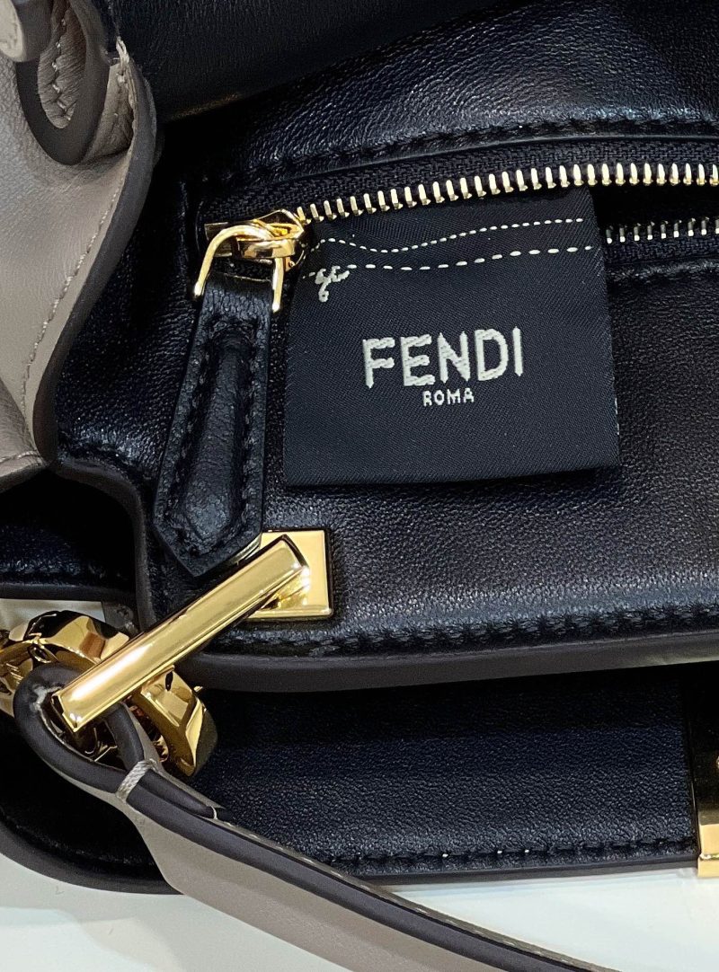 FendiI PEEKABOO 27 IN CAMEL BROWN CALFSKIN WITH GOLD HARDWARE