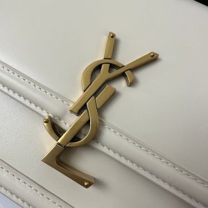 YSL Solferino Small Satchel Bag White Gold Calfskin 339446
