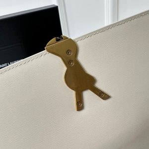 YSL Solferino Small Satchel Bag White Gold Calfskin 339446