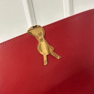 YSL Solferino Small Satchel Bag Burgundy Gold Calfskin 339457