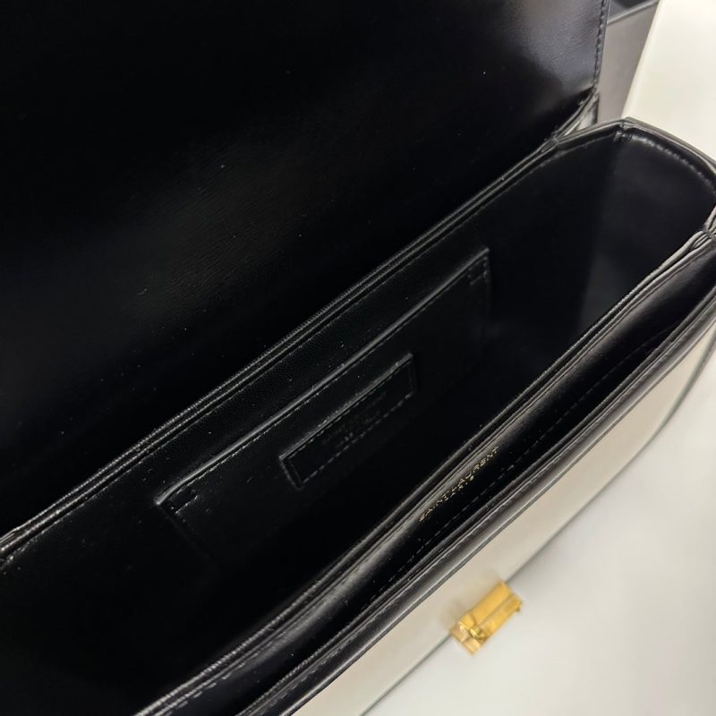 YSL Solferino Small Satchel Bag Black White Gold Calfskin 339413