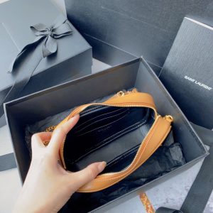 LOU MINI CAMERA BAG 19 IN MANGO ORANGE CAVIAR PATTERN CALFSKIN GOLD HARDWARE