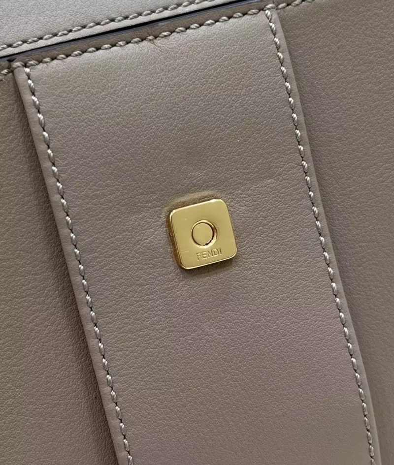 FendiI PEEKABOO 33 BAG IN KHAKI CALFSKIN WITH STRAP GOLD HARDWARE