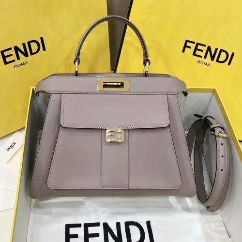 20221217_i1671242763_2235_0_jpg FendiI PEEKABOO 33 BAG IN KHAKI CALFSKIN WITH STRAP GOLD HARDWARE