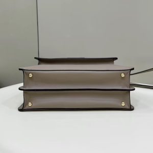 FendiI PEEKABOO 33 BAG IN KHAKI CALFSKIN WITH STRAP GOLD HARDWARE