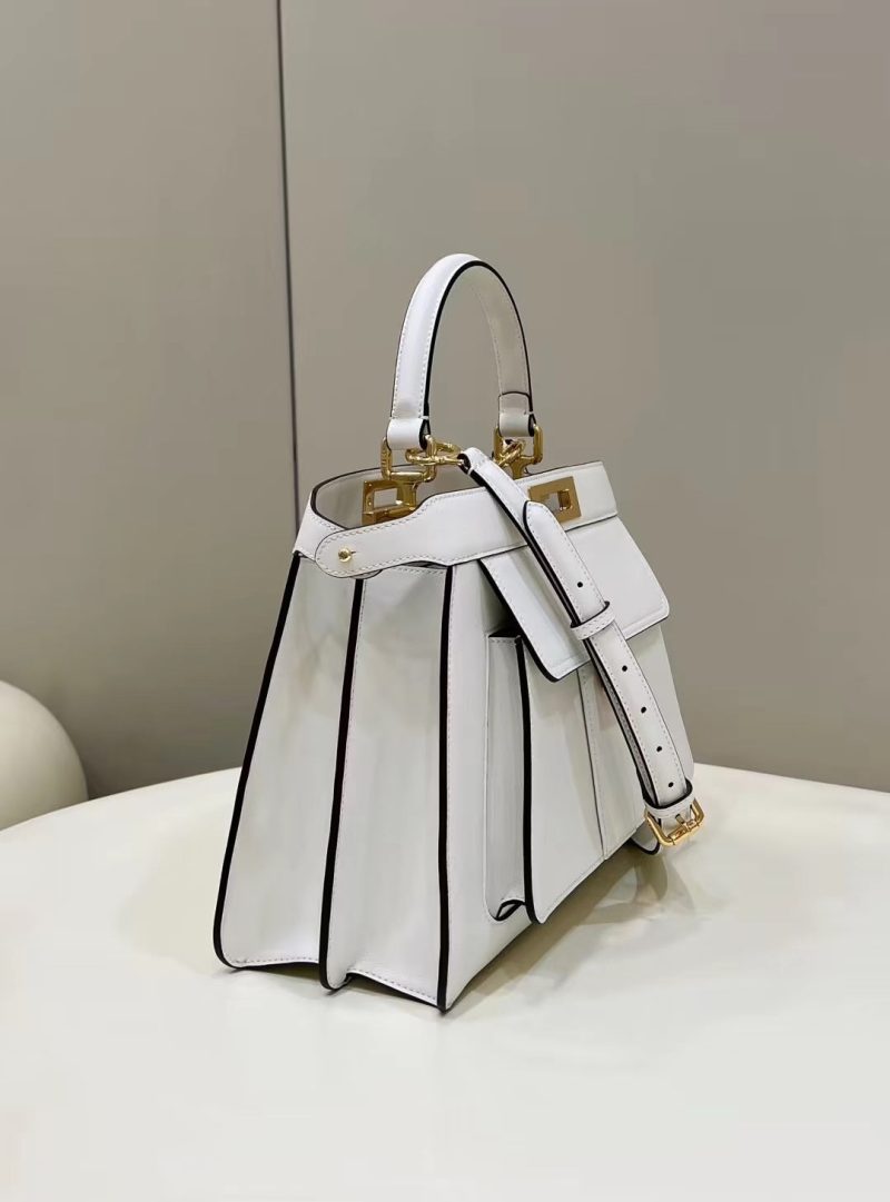 FendiI PEEKABOO 33 BAG IN WHITE CALFSKIN WITH STRAP GOLD HARDWARE