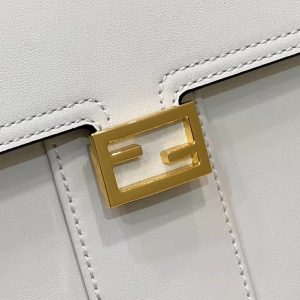 FendiI PEEKABOO 33 BAG IN WHITE CALFSKIN WITH STRAP GOLD HARDWARE
