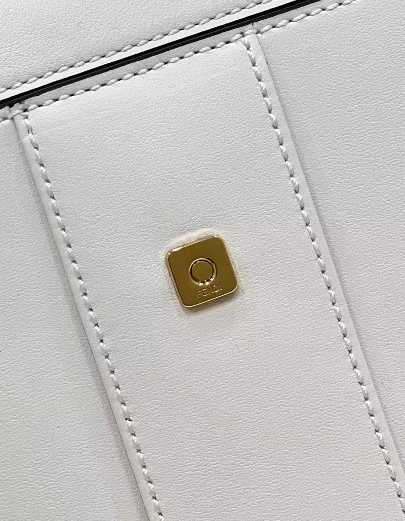 FendiI PEEKABOO 33 BAG IN WHITE CALFSKIN WITH STRAP GOLD HARDWARE
