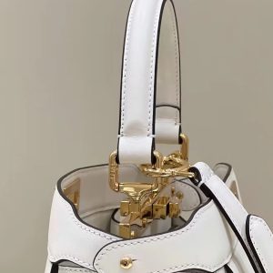 FendiI PEEKABOO 33 BAG IN WHITE CALFSKIN WITH STRAP GOLD HARDWARE