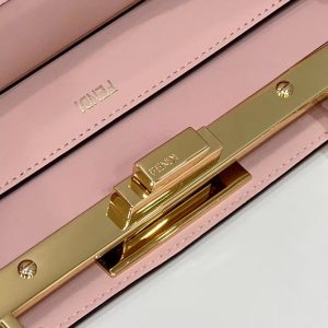 FendiI PEEKABOO 33 BAG IN LIGHT PINK CALFSKIN WITH STRAP GOLD HARDWARE