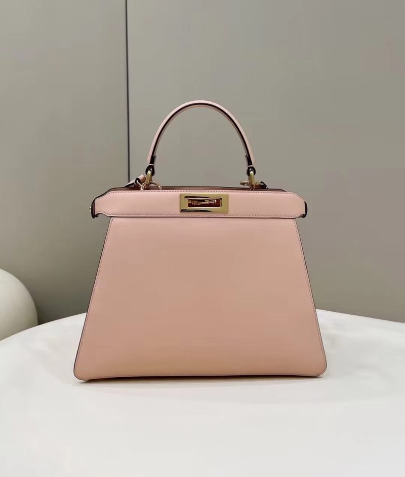 FendiI PEEKABOO 33 BAG IN LIGHT PINK CALFSKIN WITH STRAP GOLD HARDWARE