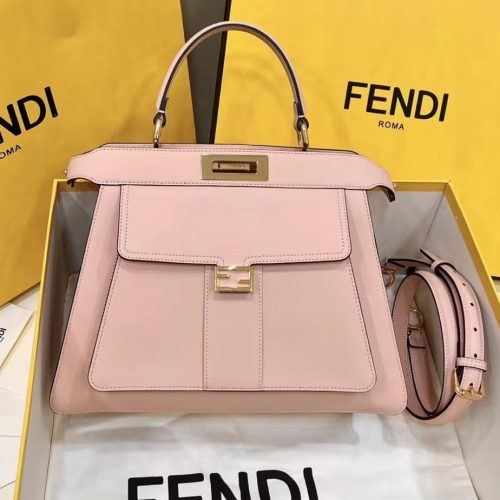 20221217_i1671242840_7491_0_jpg FendiI PEEKABOO 33 BAG IN LIGHT PINK CALFSKIN WITH STRAP GOLD HARDWARE