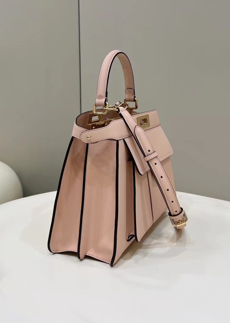 FendiI PEEKABOO 33 BAG IN LIGHT PINK CALFSKIN WITH STRAP GOLD HARDWARE