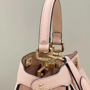 FendiI PEEKABOO 33 BAG IN LIGHT PINK CALFSKIN WITH STRAP GOLD HARDWARE