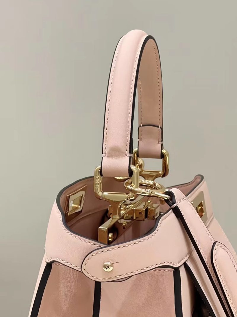 FendiI PEEKABOO 33 BAG IN LIGHT PINK CALFSKIN WITH STRAP GOLD HARDWARE