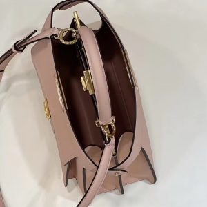 FendiI PEEKABOO 33 BAG IN LIGHT PINK CALFSKIN WITH STRAP GOLD HARDWARE