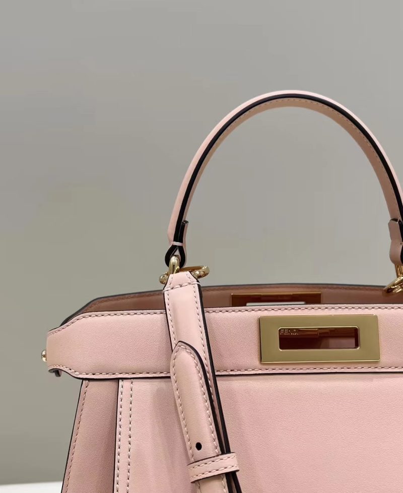 FendiI PEEKABOO 33 BAG IN LIGHT PINK CALFSKIN WITH STRAP GOLD HARDWARE