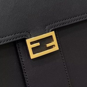 FendiI PEEKABOO 33 BAG IN BLACK CALFSKIN WITH STRAP GOLD HARDWARE