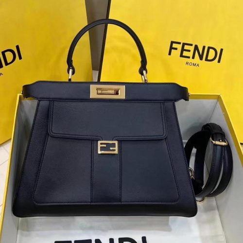 20221217_i1671242903_4508_0_jpg FendiI PEEKABOO 33 BAG IN BLACK CALFSKIN WITH STRAP GOLD HARDWARE