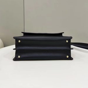 FendiI PEEKABOO 33 BAG IN BLACK CALFSKIN WITH STRAP GOLD HARDWARE